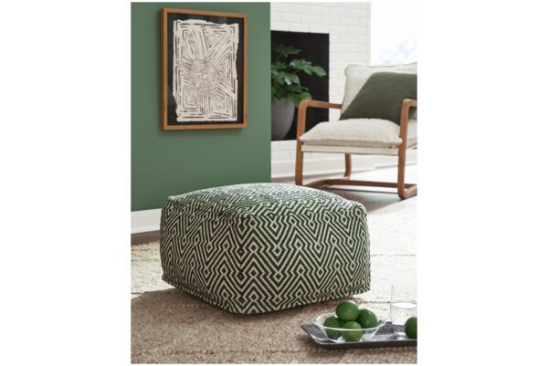 Abacy Green / Ivory Pouf - Image 2