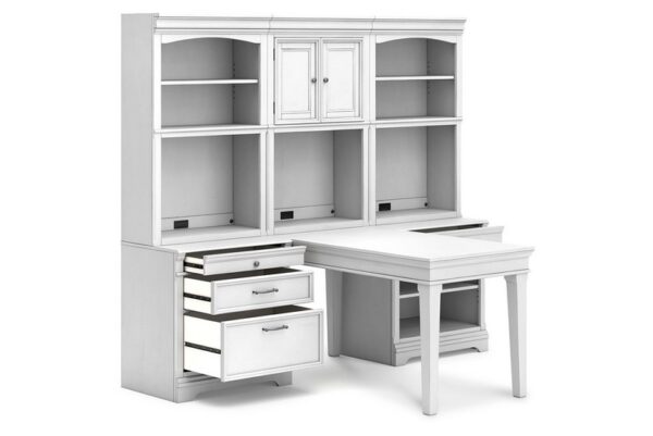 Kanwyn Whitewash Partners Desk With 2 Bookcases - Image 3