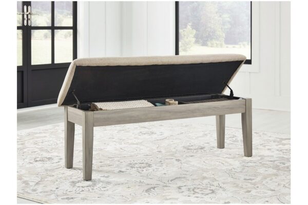 Parellen Beige / Gray Upholstered Storage Bench - Image 6