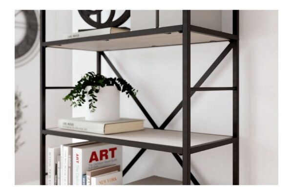 Bayflynn White / Black Bookcase 5 Fixed Shelves - Image 8