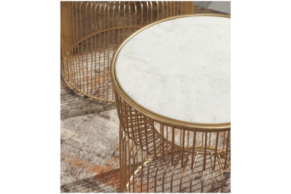 Vernway White / Gold Finish Accent Table Set (Set of 2) - Image 3