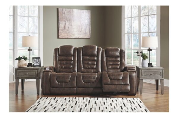 Game Brown Dark Pwr Rec Sofa With Adj Headrest - Image 7