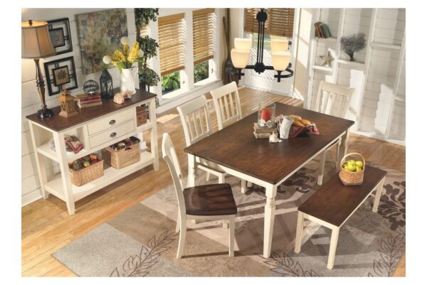 Whitesburg White 6 Pc. Dining Room Table, 4 Side Chairs, Bench - Image 4