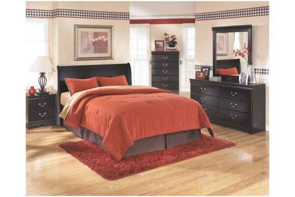 Huey Black Queen Sleigh Headboard - Image 3