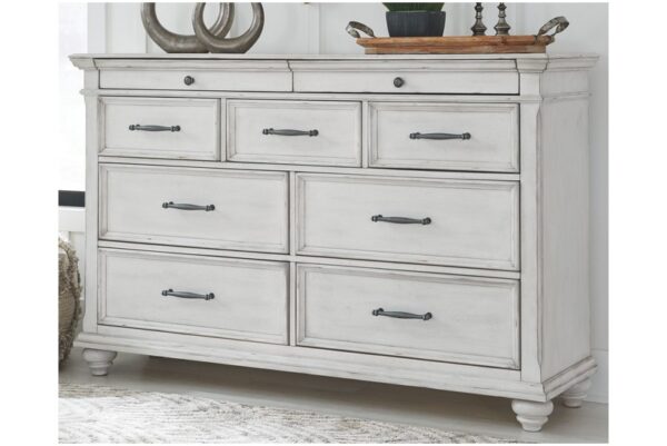 Kanwyn Whitewash 7 Pc. Dresser, Mirror, California King Panel Upholstered Bed, 2 Nightstands - Image 6