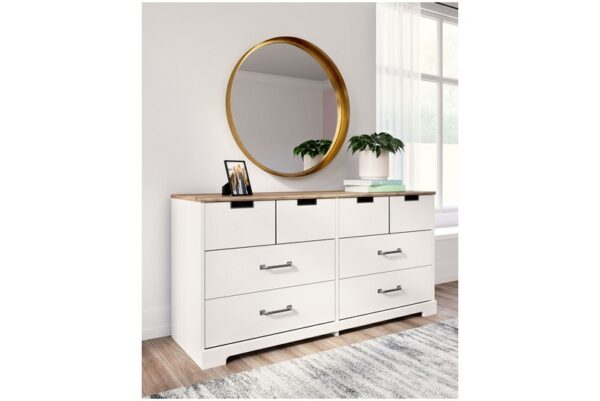 Vaibryn White / Brown / Beige Six Drawer Dresser Vinyl Wrapped - Image 2