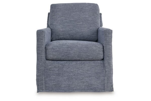 Nenana Next gen Nuvella Denim Swivel Glider Accent Chair - Image 3