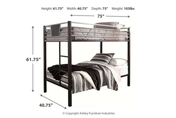 Dinsmore Black / Gray Twin / Twin Bunk Bed W/Ladder - Image 3