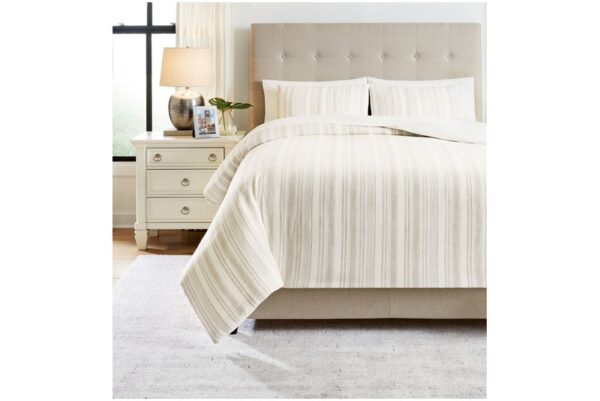 Reidler Ivory Taupe Queen Comforter Set - Image 2