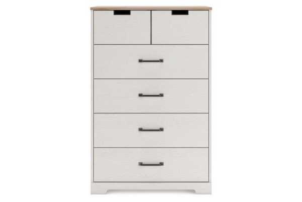 Vaibryn White / Brown / Beige Five Drawer Chest Vinyl Wrapped - Image 4