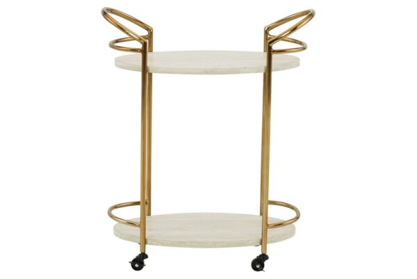 Tarica Cream / Gold Finish Bar Cart - Image 3