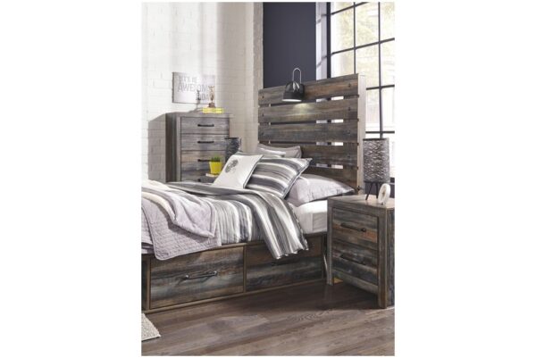 Drystan Brown / Beige 8 Pc. Dresser, Mirror, Full Panel Bed With 2 Side Drawers, 2 Nightstands - Image 5