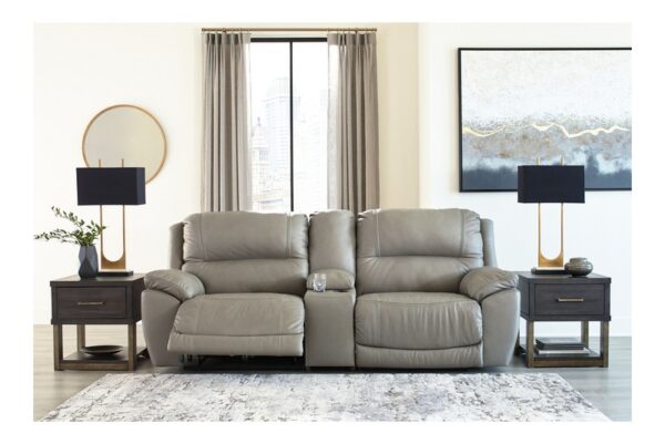 Dunleith Gray 3 Piece Power Reclining Loveseat With Console - Image 7