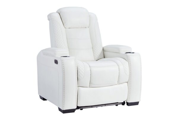 Party White Pwr Recliner-Adj Headrest