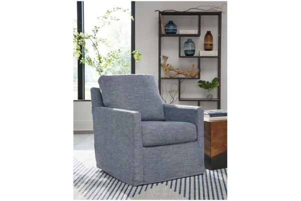 Nenana Next gen Nuvella Denim Swivel Glider Accent Chair - Image 2