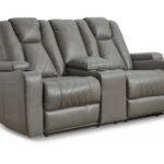 Mancin Gray Dbl Rec Loveseat W-Console