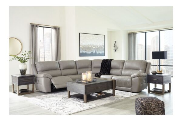 Dunleith Gray Power Reclining Sectional 5 Piece - Image 4