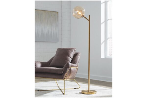 Abanson Amber / Gold Finish Metal Floor Lamp - Image 2