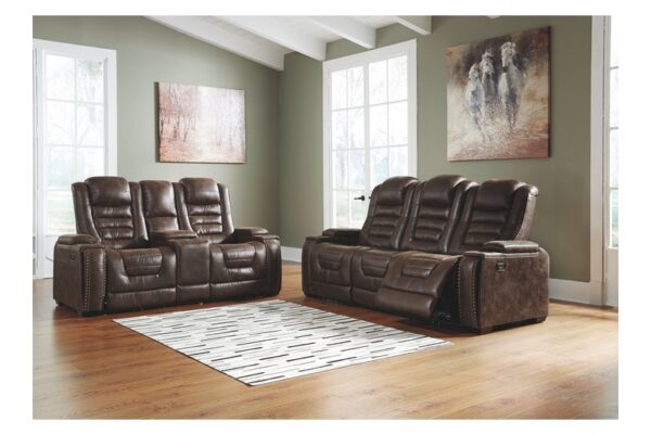 Game Brown Dark Pwr Rec Sofa With Adj Headrest - Image 9