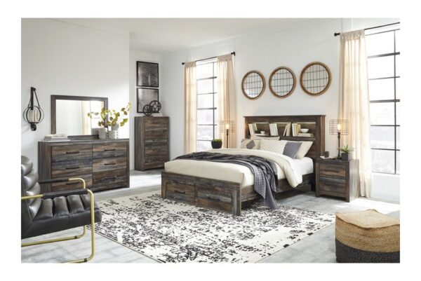 Drystan Brown / Beige Queen Bookcase Bed With 2 Storage Drawers - Image 5