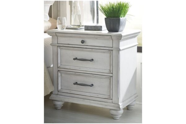 Kanwyn Whitewash 8 Pc. Dresser, Mirror, Chest, California King Panel Upholstered Bed, 2 Nightstands - Image 8