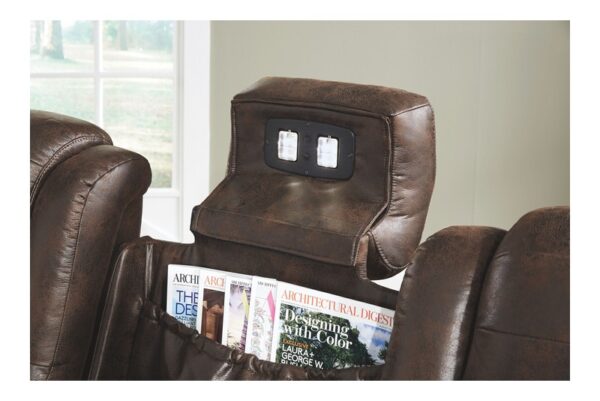 Game Brown Dark Pwr Rec Sofa With Adj Headrest - Image 11