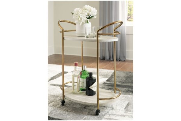 Tarica Cream / Gold Finish Bar Cart - Image 2