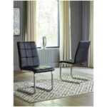 Madanere Black / Chrome Finish Dining Uph Side Chair (Set of 4)