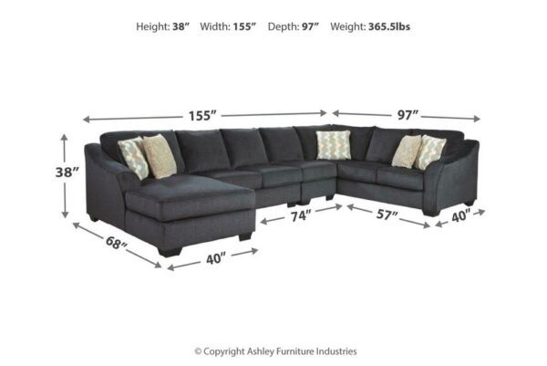 Eltmann Slate Left Arm Facing Corner Chaise With Sofa 4 Pc Sectional - Image 5