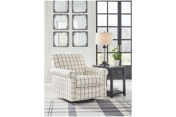 Davinca Charcoal Swivel Glider Accent Chair - Image 2