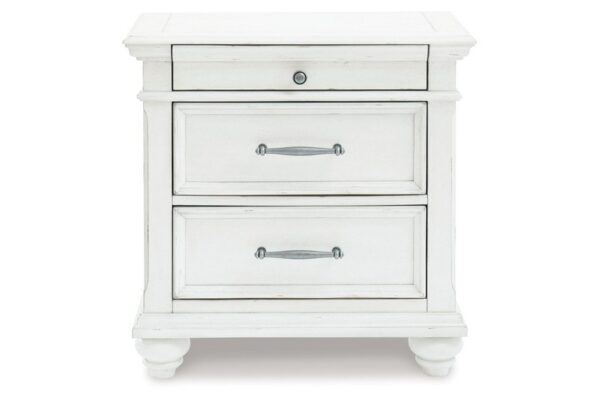 Kanwyn Whitewash Three Drawer Night Stand - Image 3