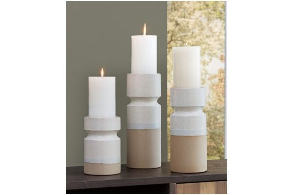 Hurston Ivory / Brown Candle Holder Set (Set of 3) - Image 2