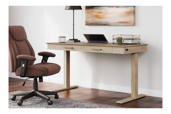 Elmferd Light Brown Adjustable Height Desk - Image 11