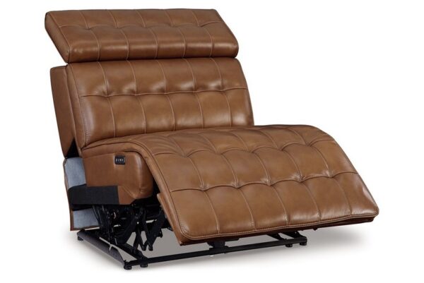 Temmpton Chocolate Power Armless Recliner With Adj Headrest - Image 3