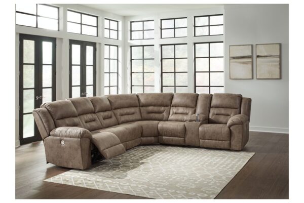 Ravenel Fossil 4 Piece Power Reclining Sectional With Raf Power Reclining Loveseat With Console - Image 5