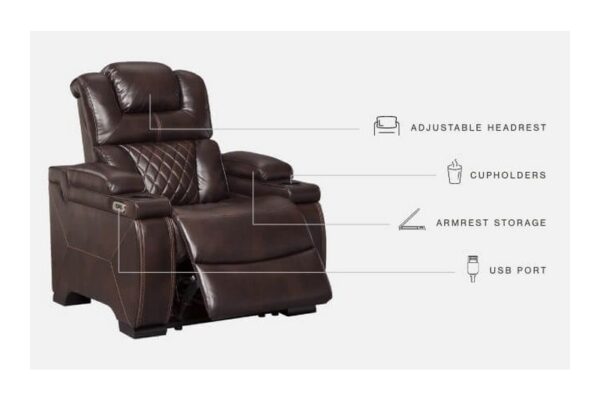 Warnerton Brown Dark Pwr Recliner/Adj Headrest - Image 8