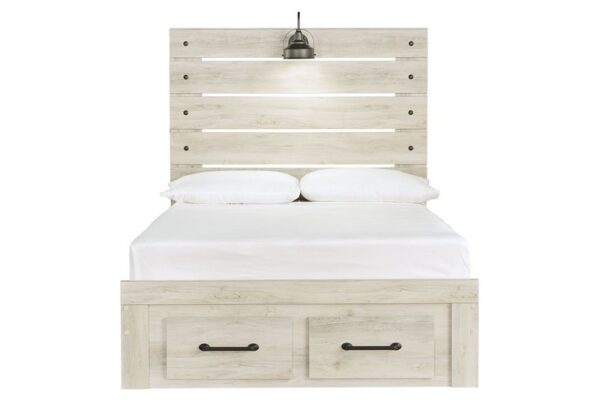 Cambeck Whitewash Full Panel Bed With 2 Storage Drawers - Image 6