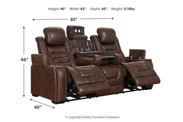 Game Brown Dark Pwr Rec Sofa With Adj Headrest - Image 5