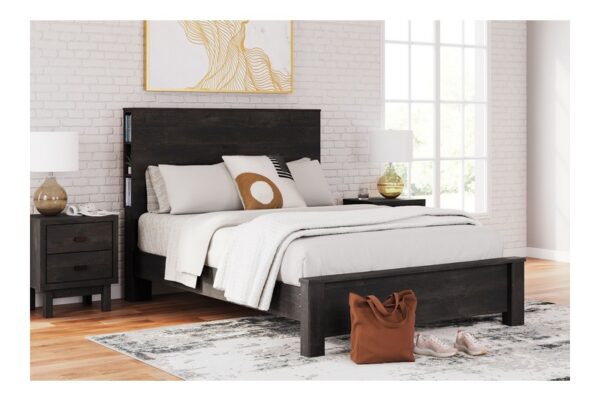 Toretto Charcoal Queen Panel Bookcase Bed