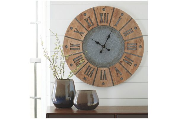 Payson Antique Gray / Natural Wall Clock - Image 2