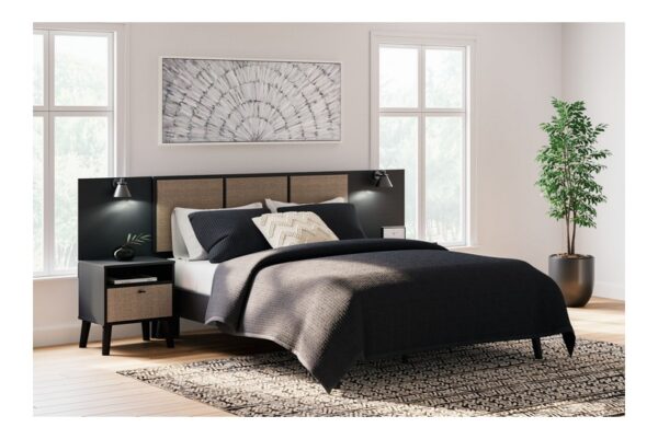 Charlang Black / Gray Queen Panel Platform Bed With 2 Extensions - Image 2