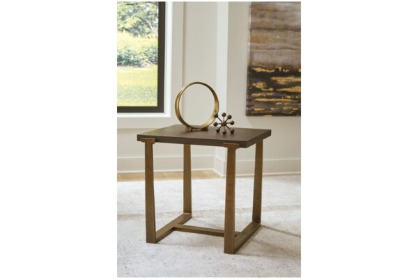 Balintmore Brown / Gold Finish Rectangular End Table - Image 2