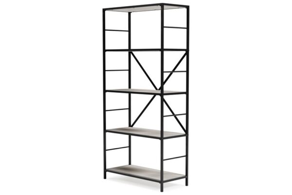 Bayflynn White / Black Bookcase 5 Fixed Shelves - Image 3