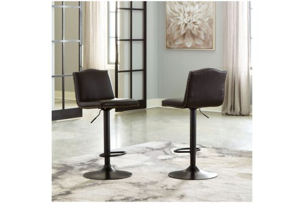 Gaddison Brown Black Tall Uph Swivel Barstool(Set of 2) - Image 2