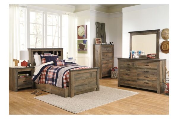 Trinell Brown Twin Bookcase Bed With 1 Large Storage Drawer - Image 3