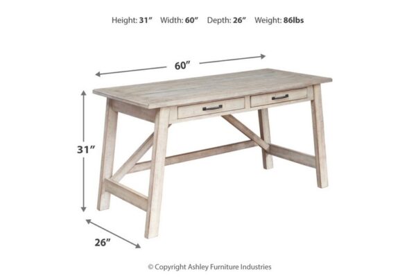 Carynhurst Whitewash Home Office Large Leg Desk - Image 9