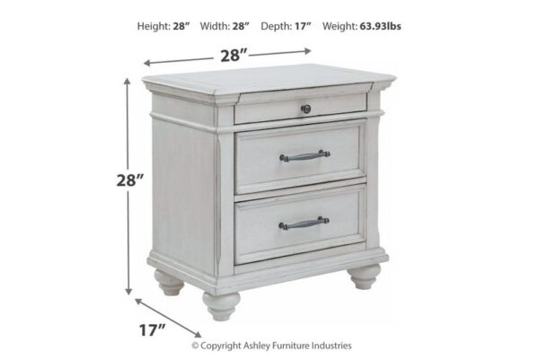 Kanwyn Whitewash Three Drawer Night Stand - Image 5