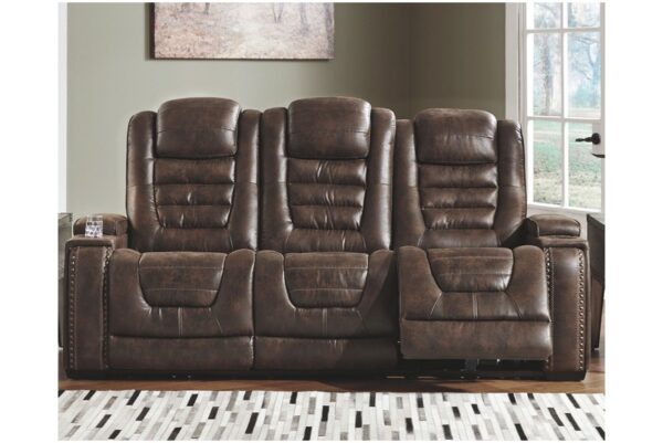 Game Brown Dark Pwr Rec Sofa With Adj Headrest - Image 2