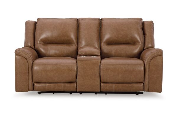 Trasimeno Caramel Power Reclining Loveseat With Console /Adj Hdrst - Image 4