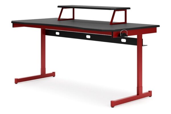 Lynxtyn Red / Black Home Office Desk With Raised Monitor Stand - Image 3